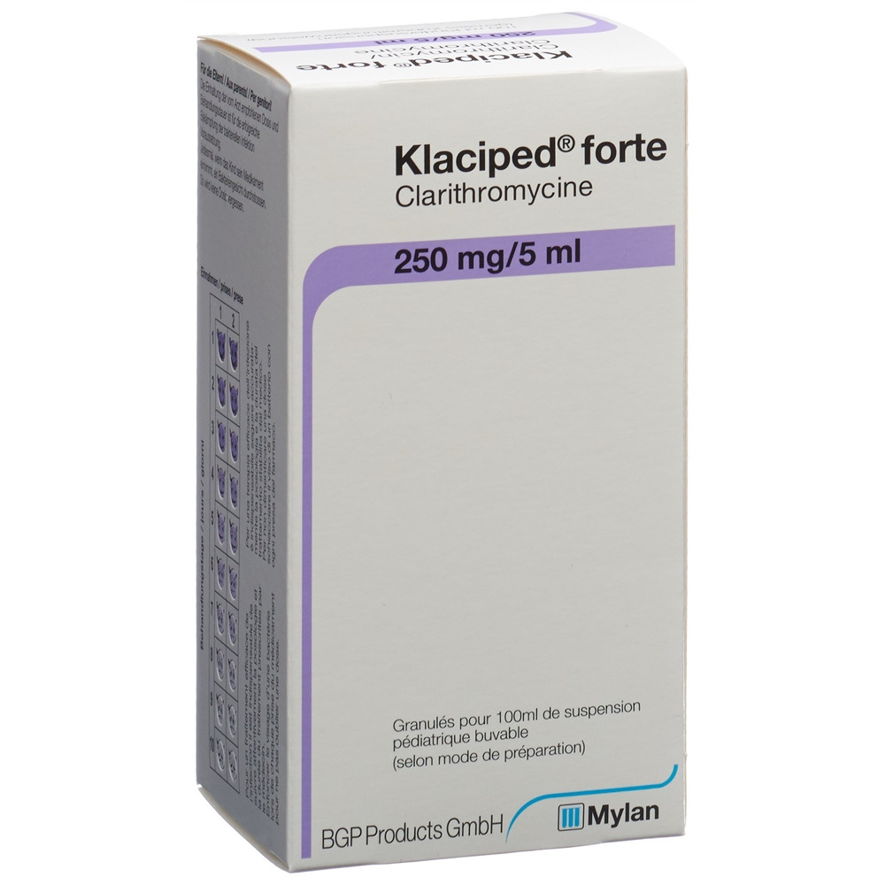 KLACIPED Forte gran 250 mg/5ml p susp fl 100 ml