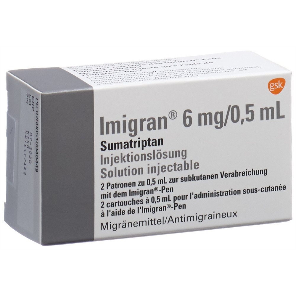 IMIGRAN sol inj 6 mg/0.5ml amp 2 pce
