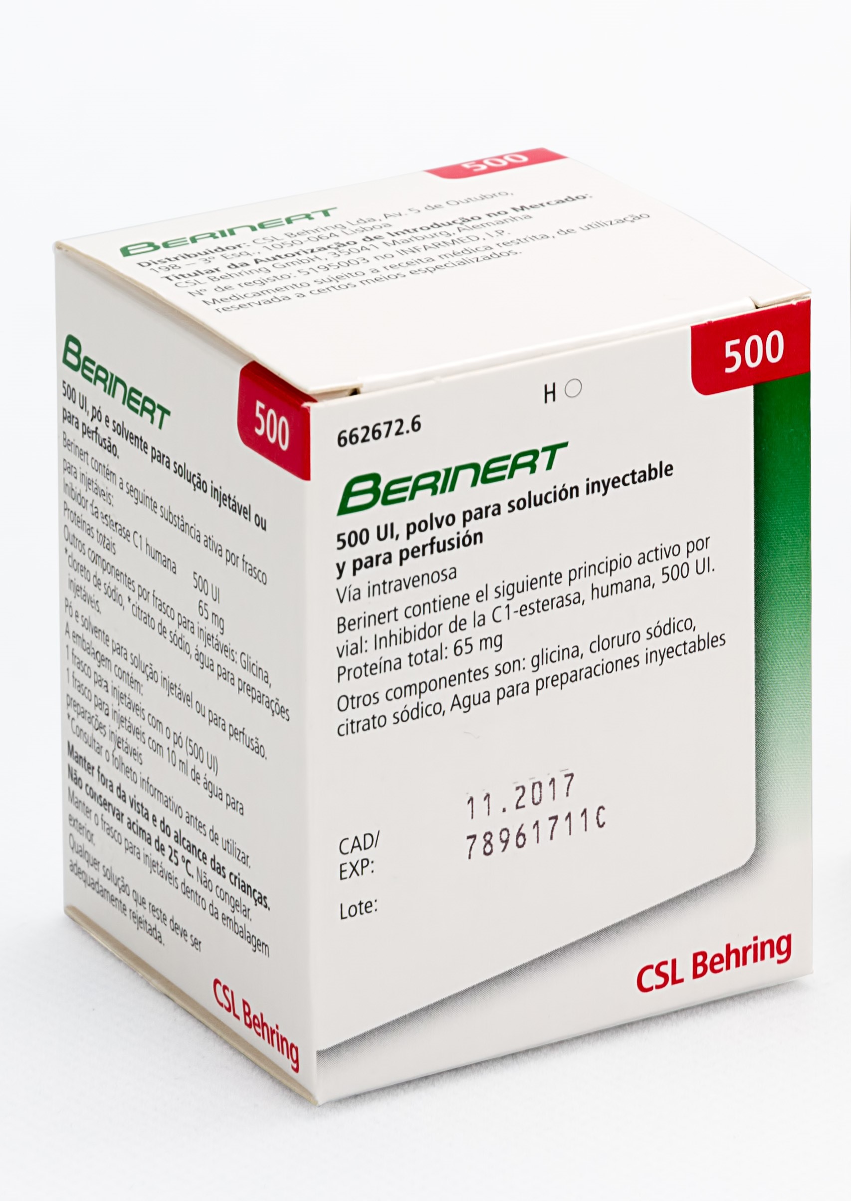 BERINERT IV subst sèche 500 UI c solv set