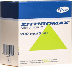 ZITHROMAX pdr 100 mg pour suspension sach 3 pce