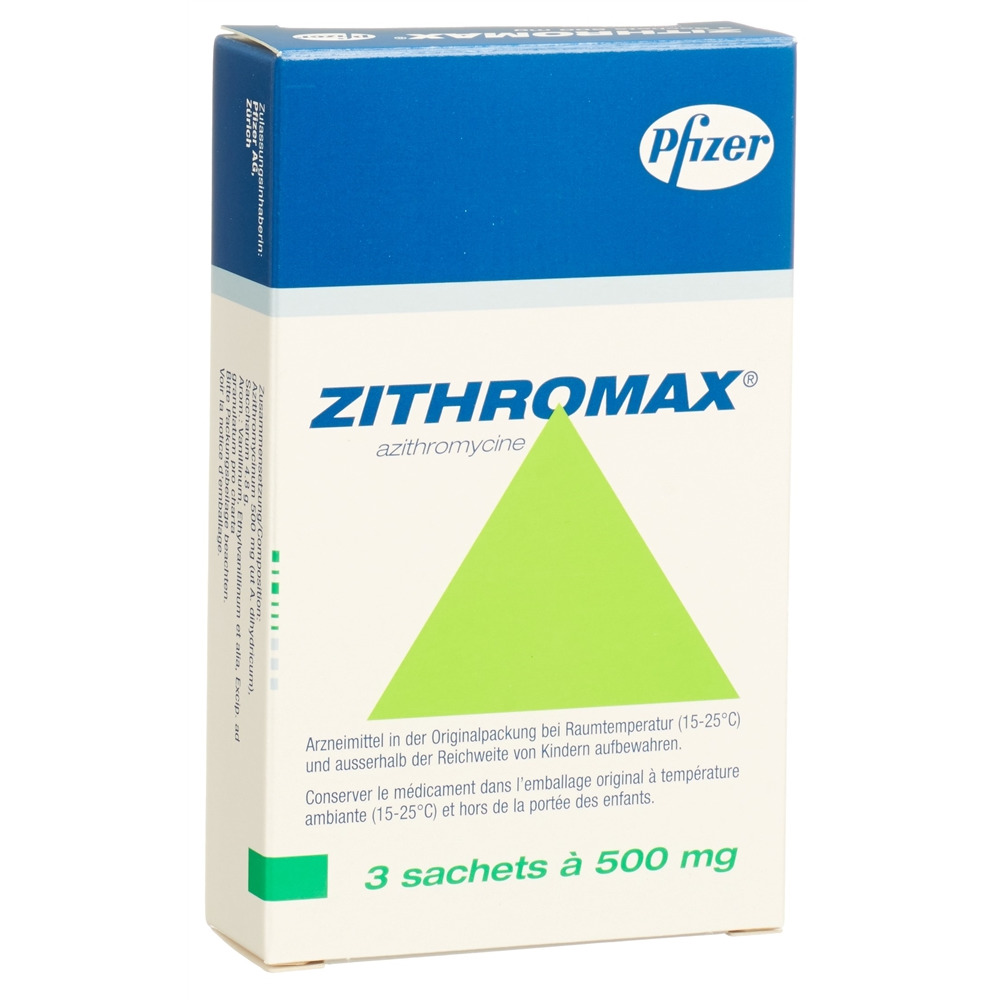 ZITHROMAX pdr 500 mg pour suspension sach 3 pce