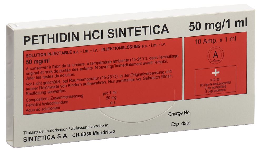 PETHIDINE HCL Sintetica 50 mg/ml 10 amp 1 ml