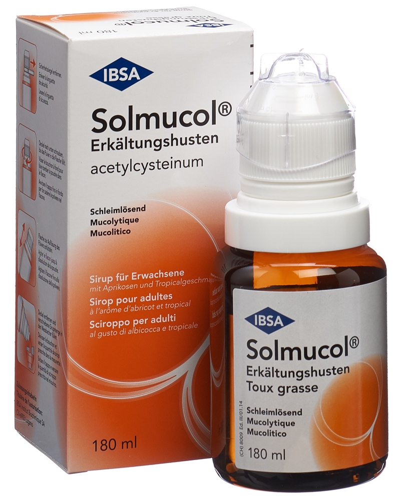 SOLMUCOL toux grasse sirop 200 mg/10ml 180 ml