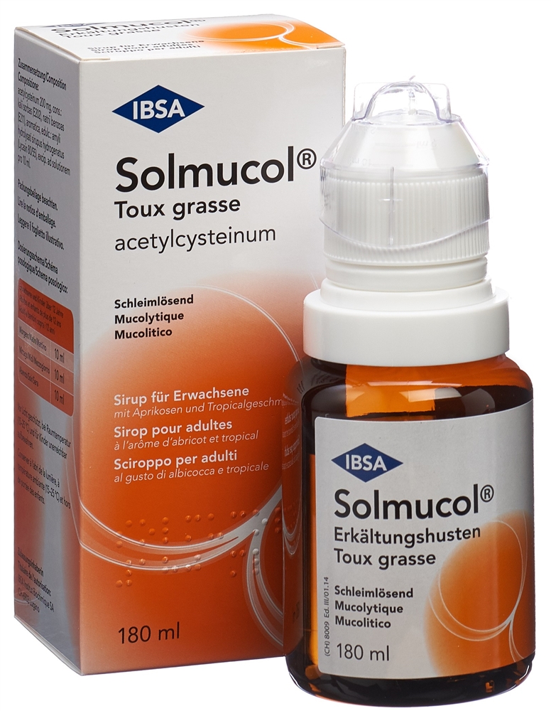 SOLMUCOL toux grasse sirop 200 mg/10ml 180 ml