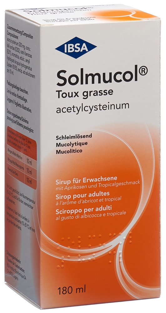 SOLMUCOL toux grasse sirop 200 mg/10ml 180 ml