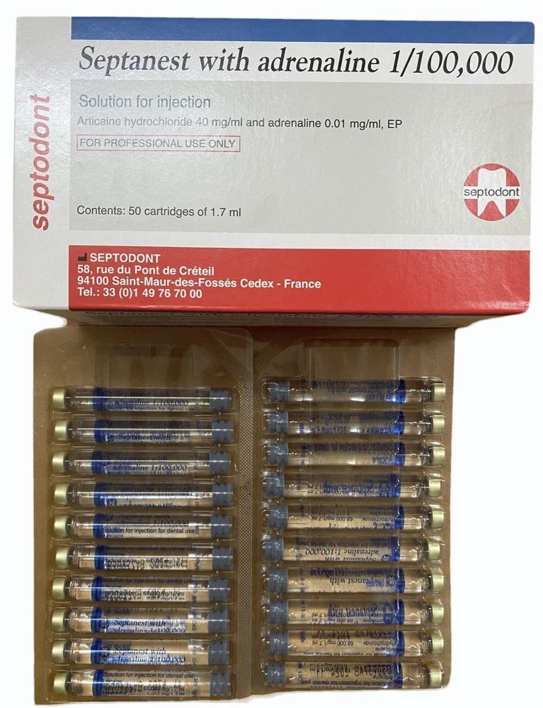 SEPTANEST ADRÉNALINÉE 1/100000 50 cartouche 1.7 ml