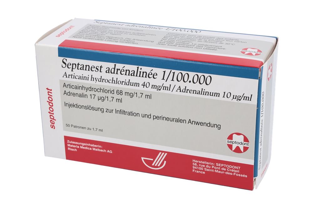Septanest adrénalinée 1/100.000, Injektionslösung