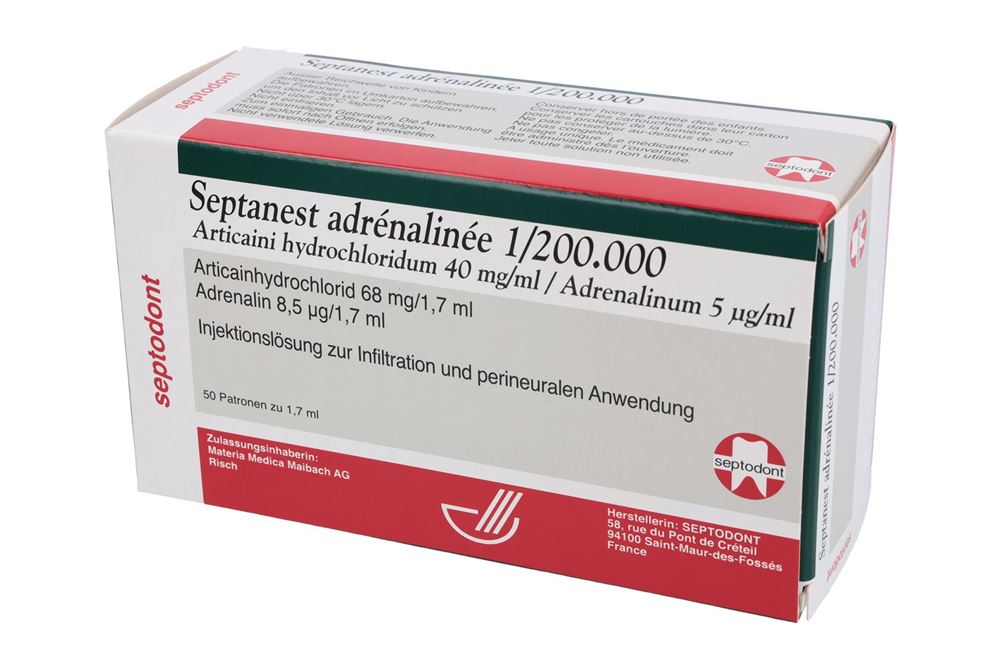 Septanest adrénalinée 1/200.000, Injektionslösung