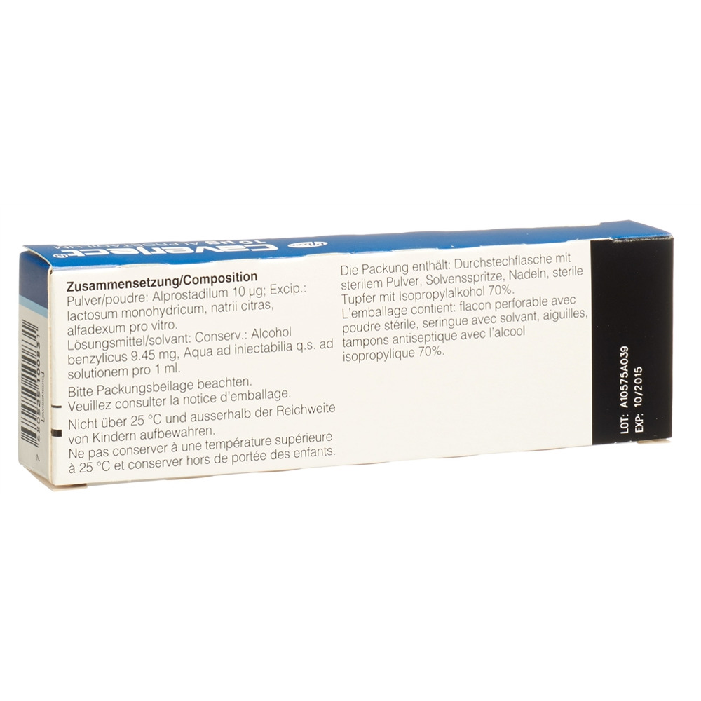 CAVERJECT subst sèche 10 mcg avec solvant flac