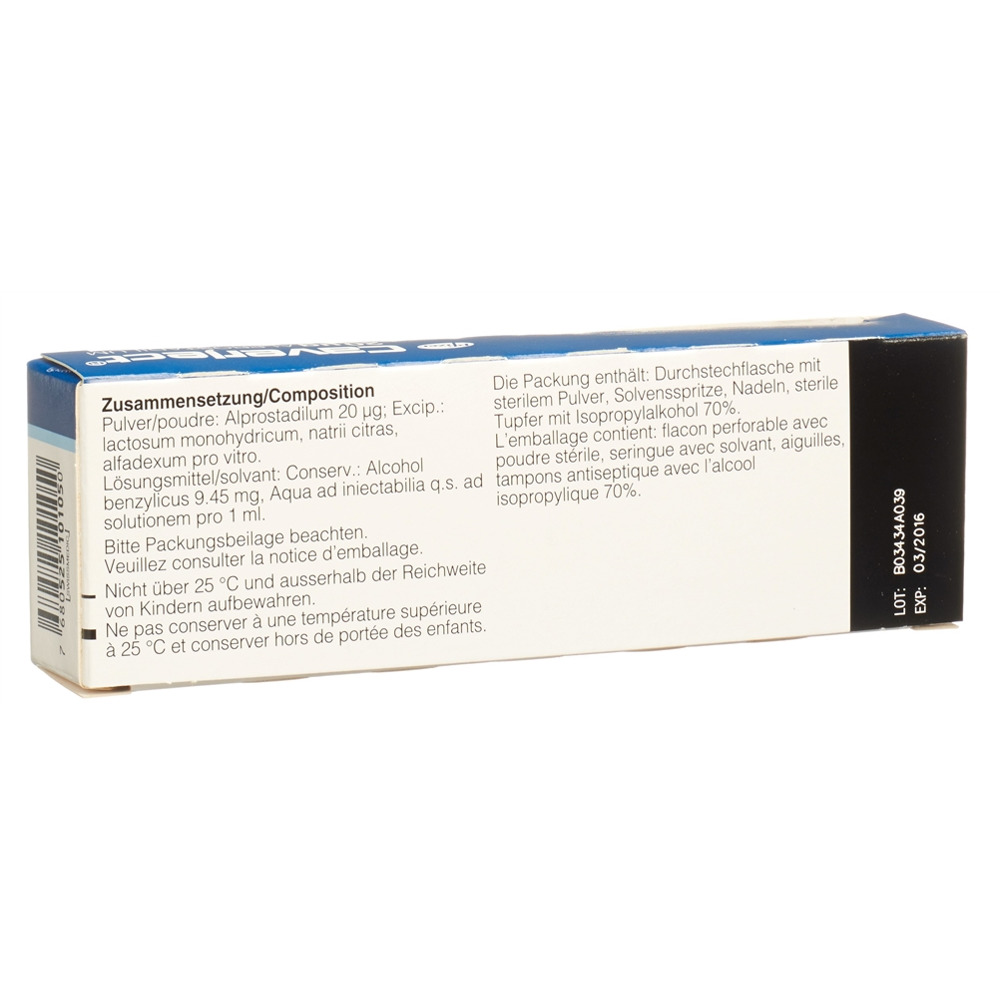 CAVERJECT subst sèche 20 mcg avec solvant flac