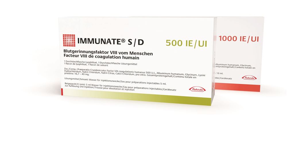 IMMUNATE S/D subst sèche 1000 UI cum solv flac
