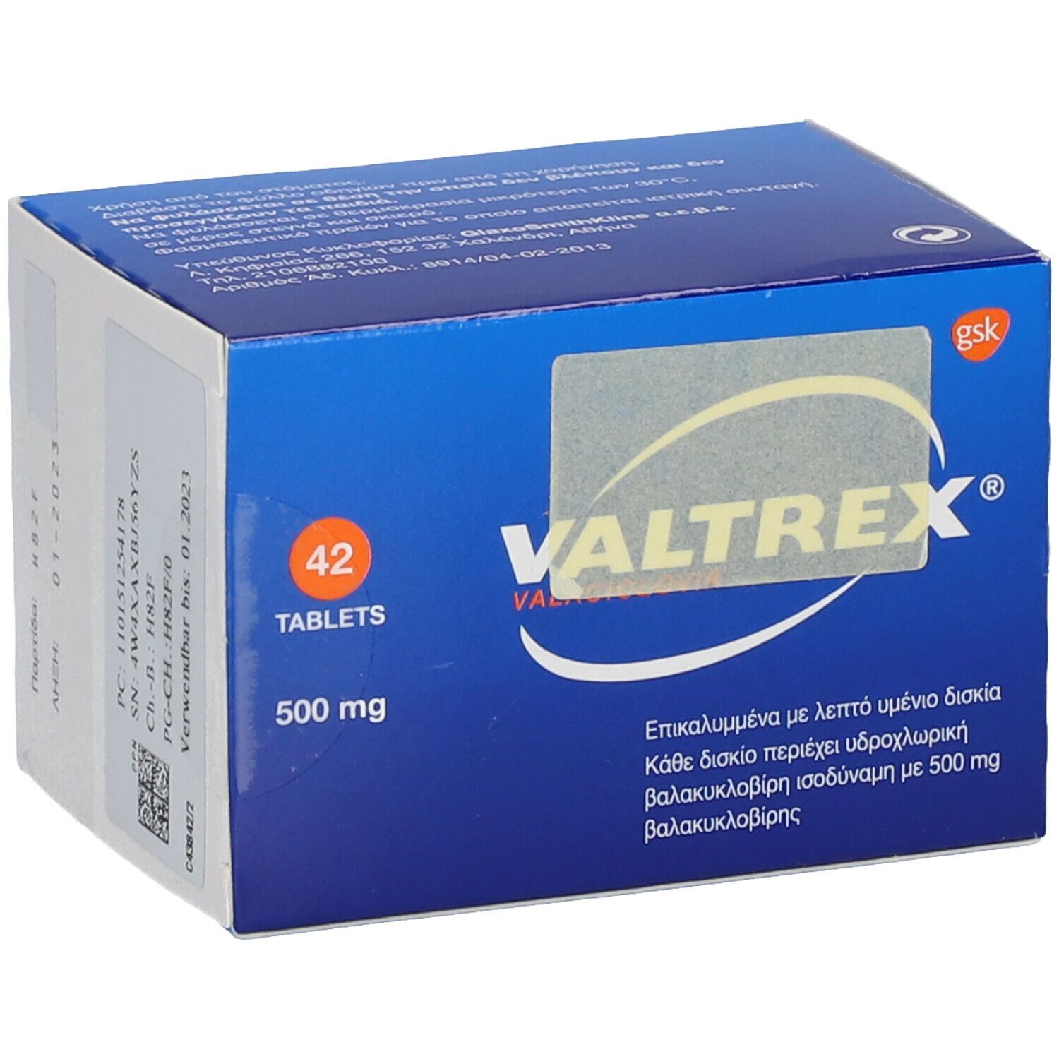 VALTREX cpr pell 500 mg 42 pce