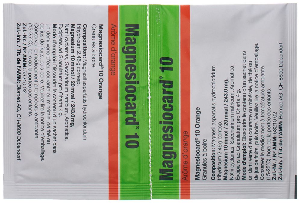 MAGNESIOCARD gran 10 mmol orange sach 20 pce