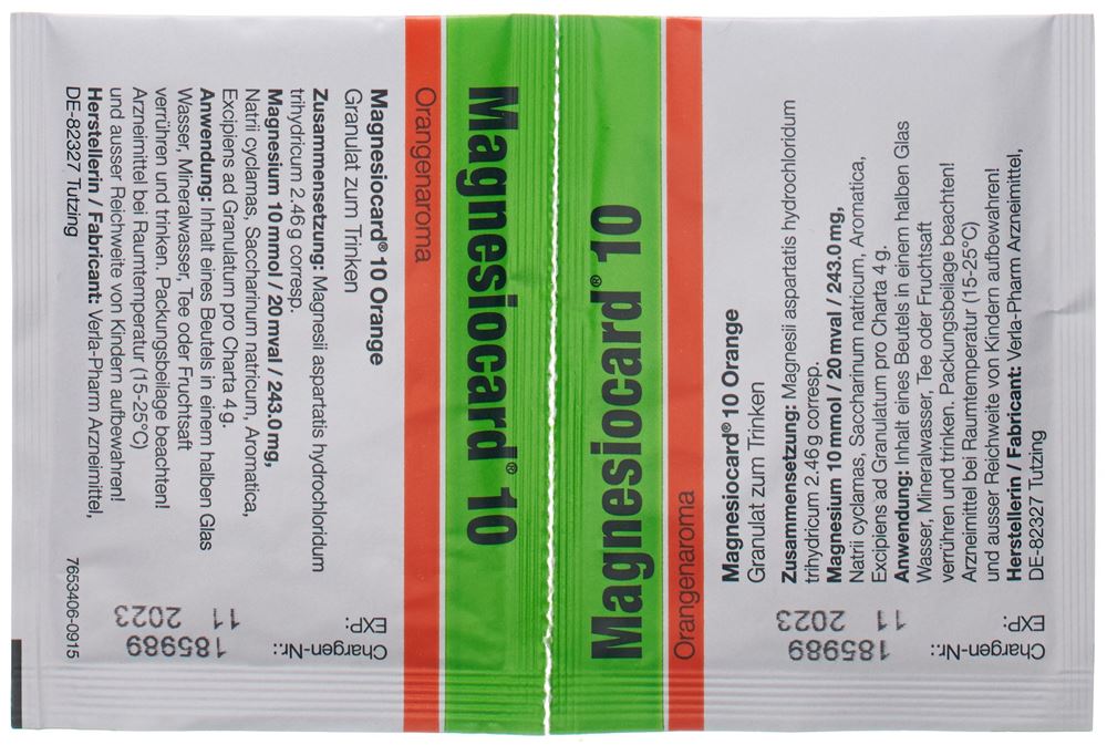 MAGNESIOCARD gran 10 mmol orange sach 20 pce