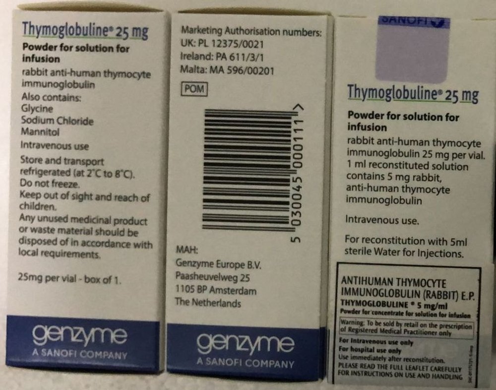 THYMOGLOBULINE subst sèche 25 mg flac