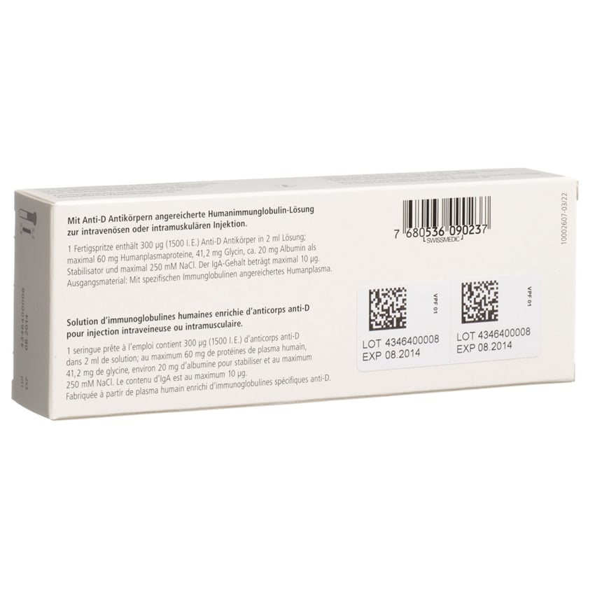 RHOPHYLAC sol inj 300 mcg/2ml ser pré 2 ml