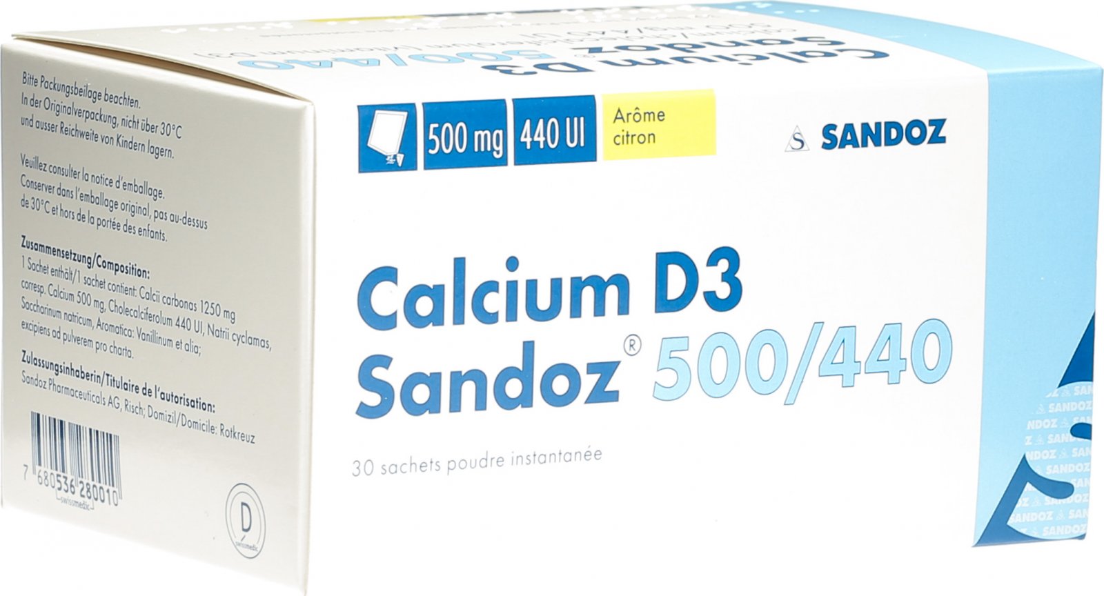 CALCIUM D3 Sandoz pdr 500/440 sach 30 pce