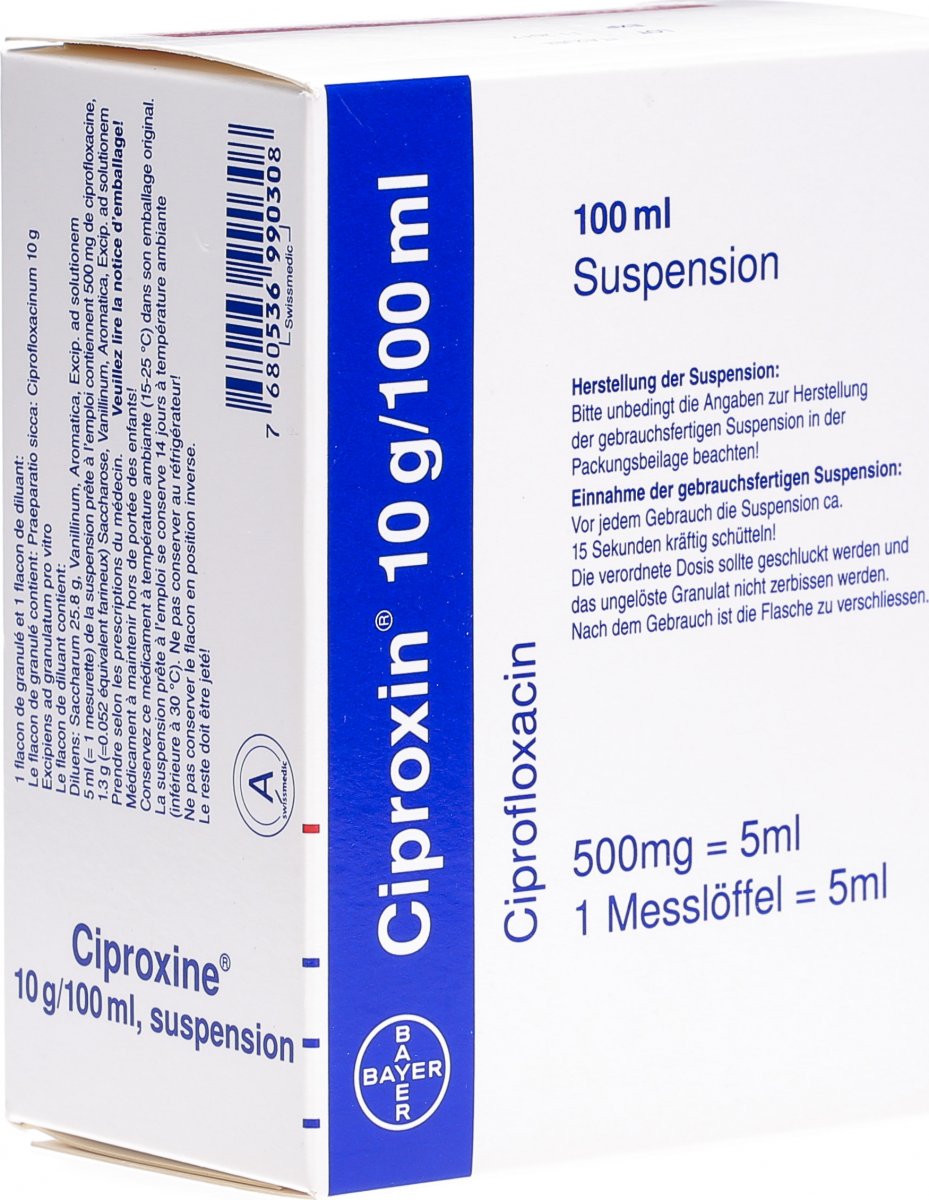 CIPROXINE gran 10 g/100ml c solv p susp fl 100 ml