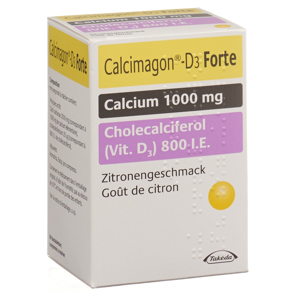 CALCIMAGON D3 Forte cpr croquer citron bte 60 pce