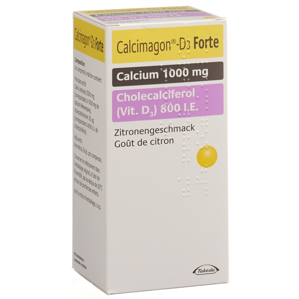 CALCIMAGON D3 Forte cpr croquer citron bte 90 pce