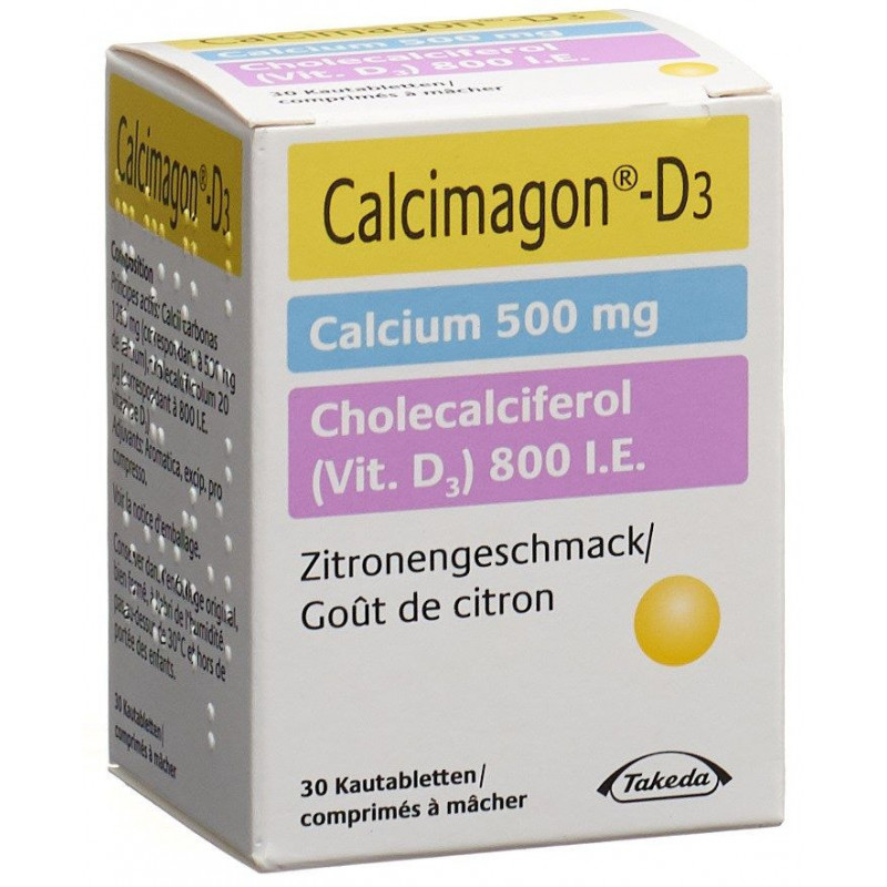 CALCIMAGON D3 cpr croquer 500/800 citron 30 pce
