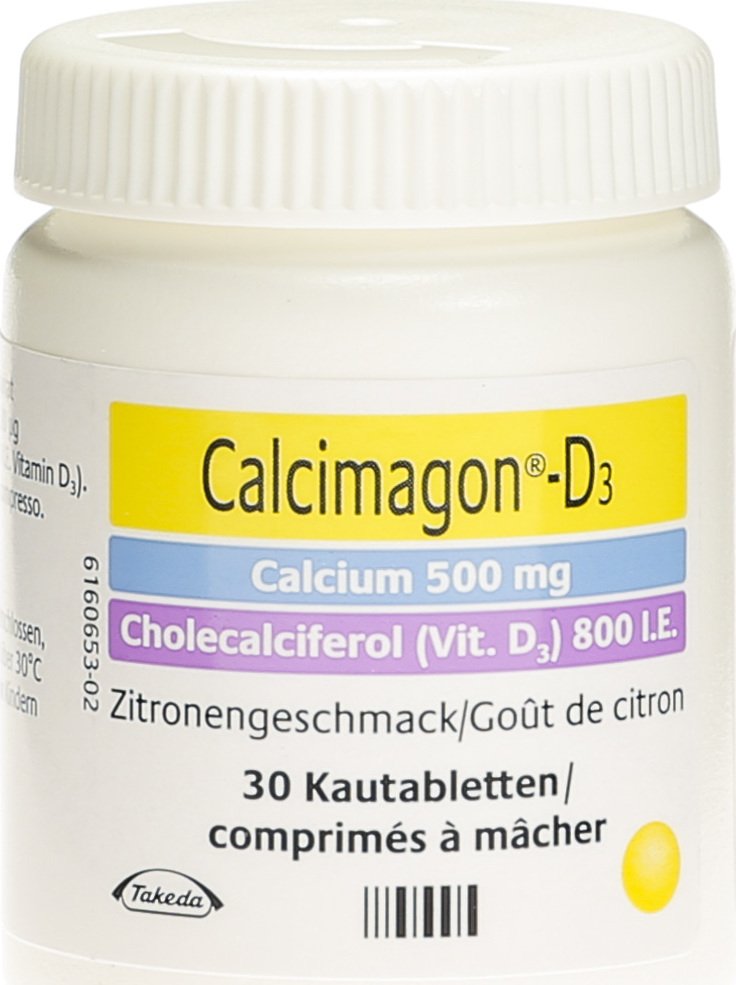 CALCIMAGON D3 cpr croquer 500/800 citron 30 pce