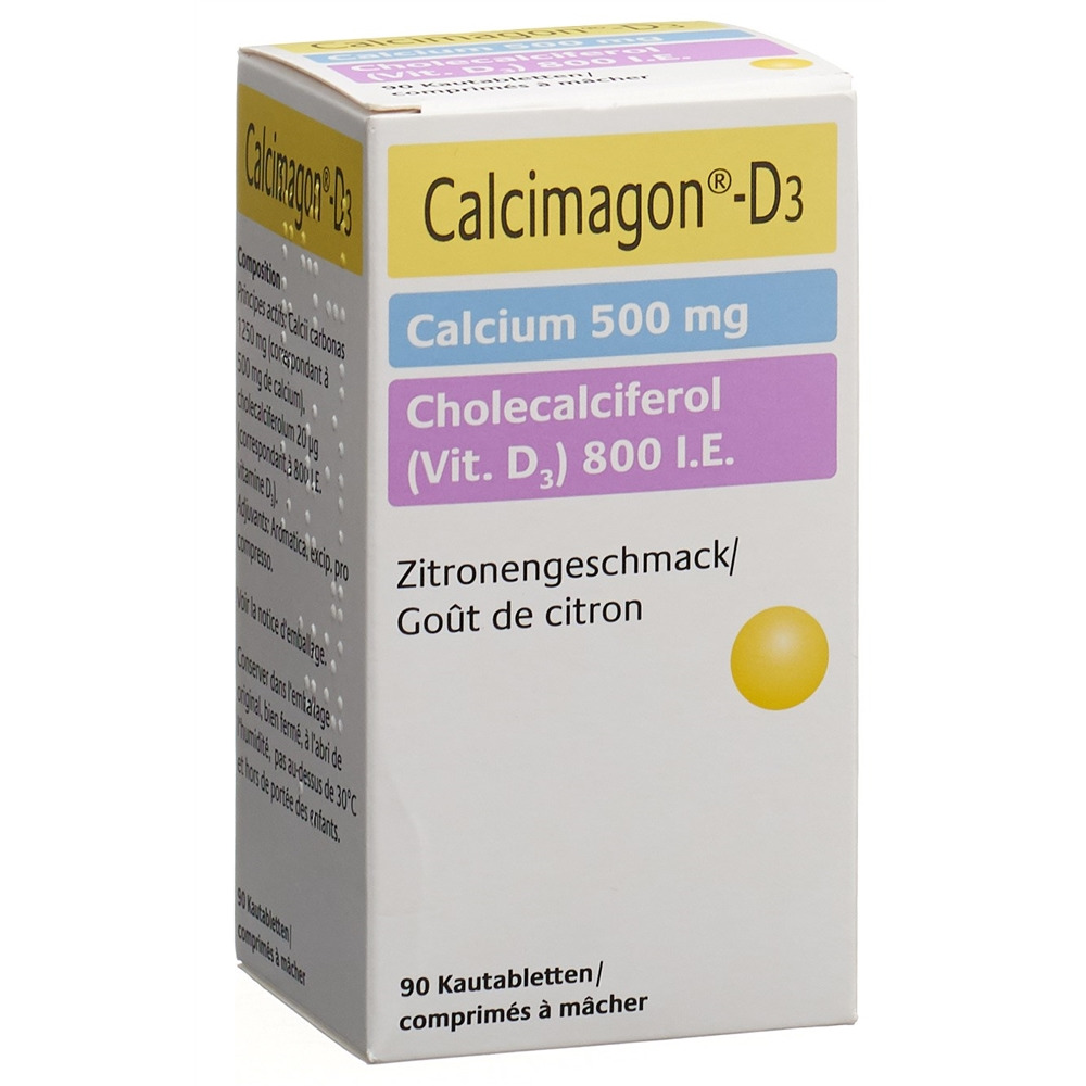 CALCIMAGON D3 cpr croquer 500/800 citron 90 pce