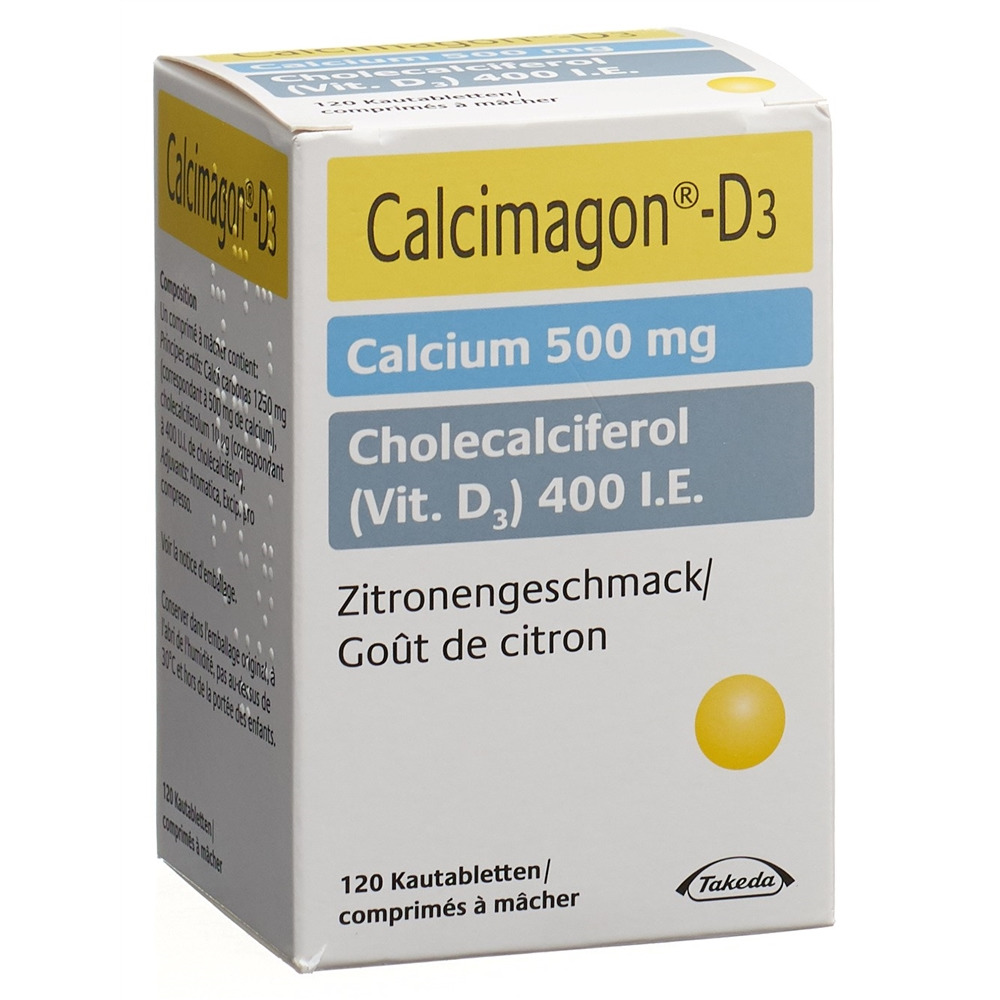CALCIMAGON D3 cpr croquer 500/400 citron 20 pce