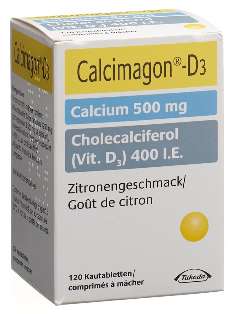 CALCIMAGON D3 cpr croquer 500/400 citron 120 pce