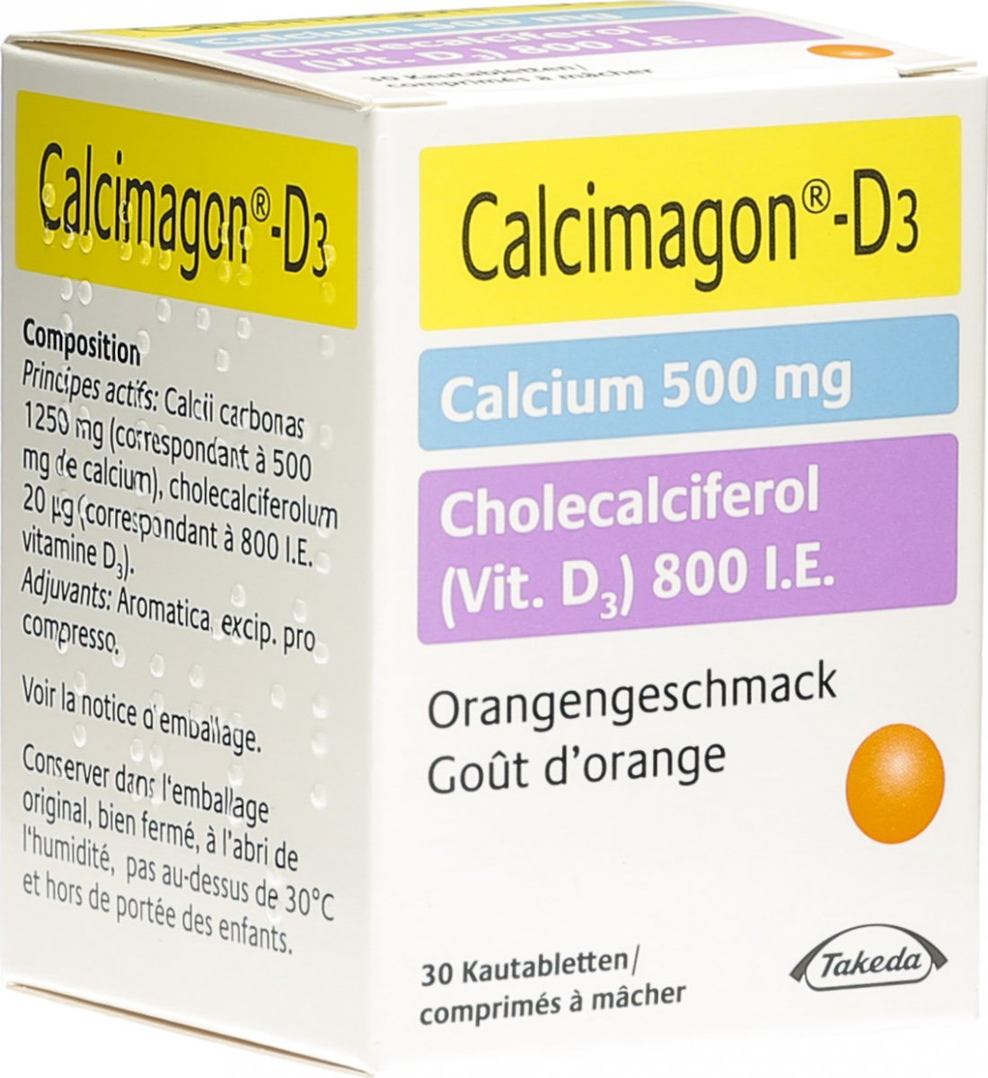 CALCIMAGON D3 cpr croquer 500/800 orange 30 pce