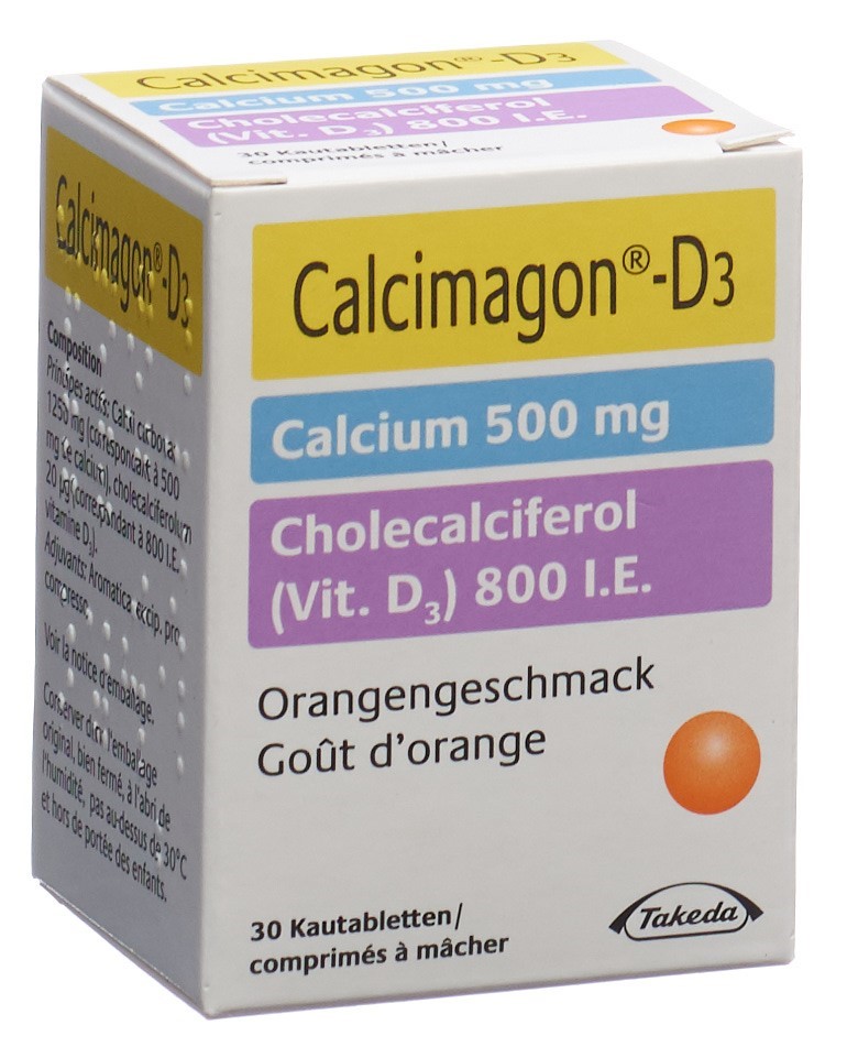 CALCIMAGON D3 cpr croquer 500/800 orange 30 pce