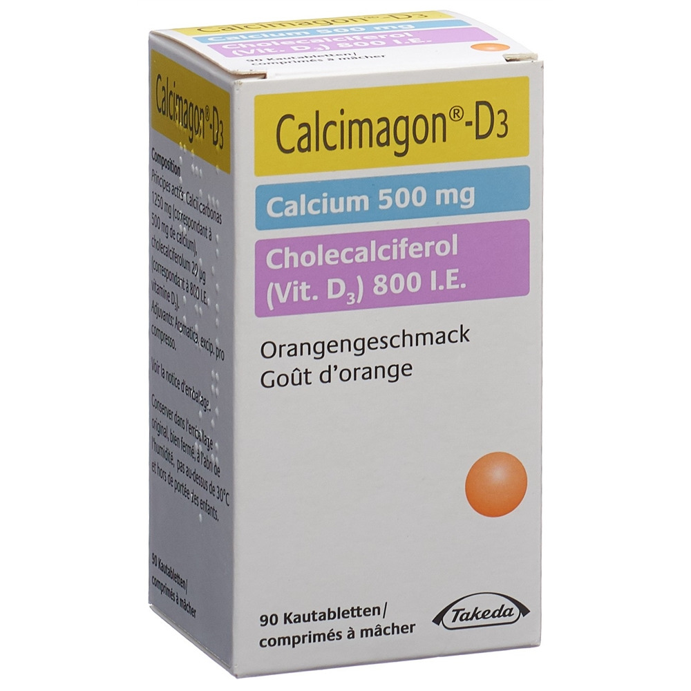 CALCIMAGON D3 cpr croquer 500/800 orange 90 pce