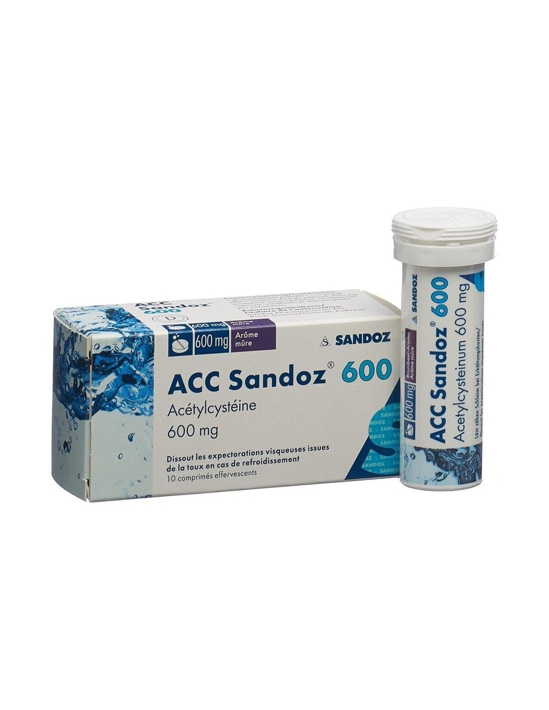 ACC Sandoz cpr eff 600 mg arôme mûre 10 pce