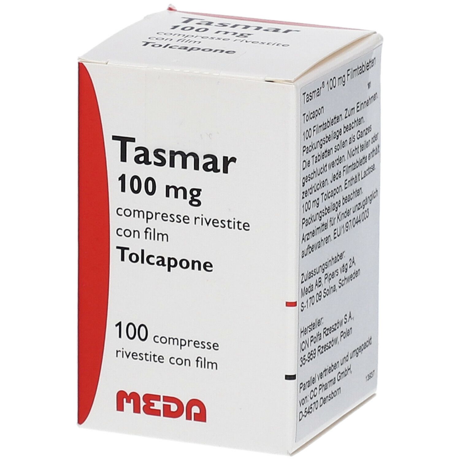 TASMAR cpr pell 100 mg fl 100 pce