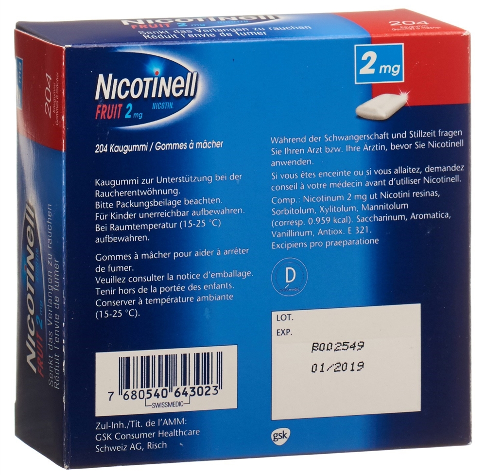 NICOTINELL Gum 2 mg fruit 204 pce