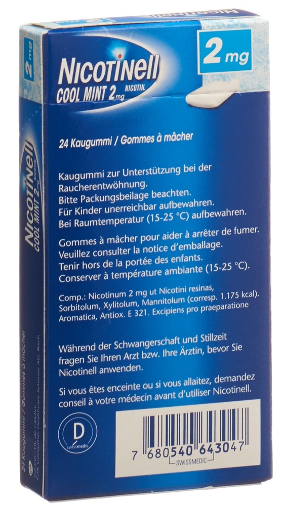 Nicotinell Cool Mint 2 mg, wirkstoffhaltiges Kaugummi