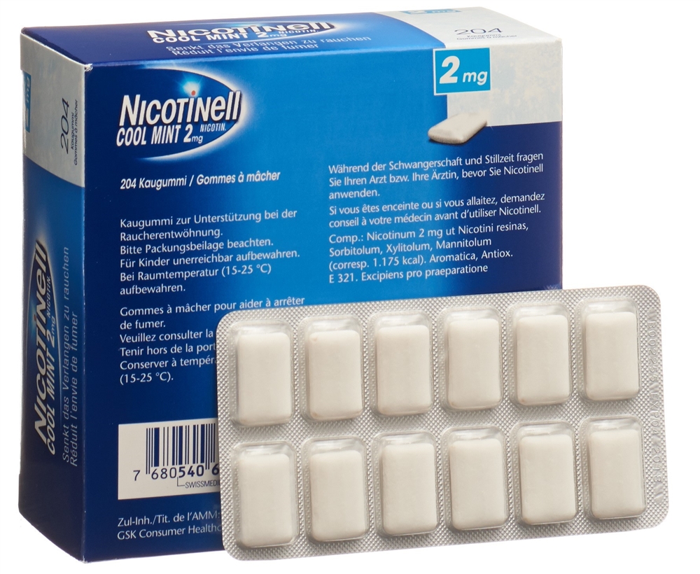 Nicotinell Cool Mint 2 mg, wirkstoffhaltiges Kaugummi