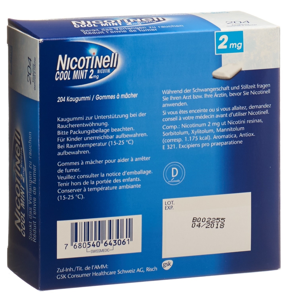 Nicotinell Cool Mint 2 mg, wirkstoffhaltiges Kaugummi