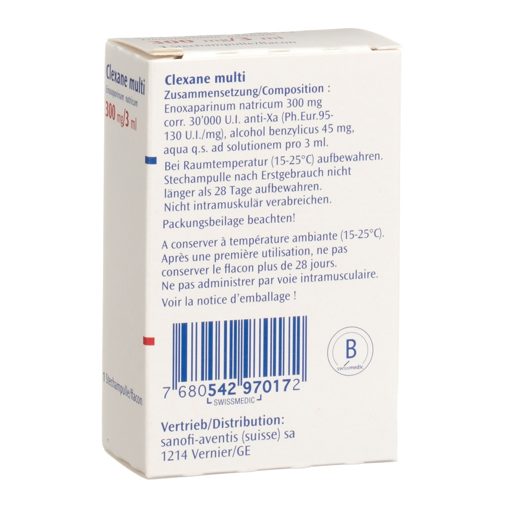 CLEXANE MULTI sol inj 300 mg/3ml flac 3 ml