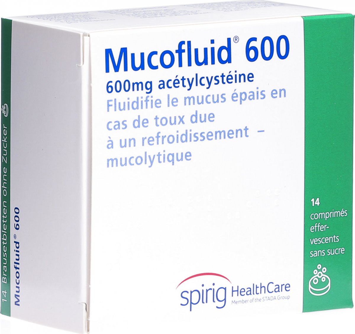 MUCOFLUID cpr eff 600 mg bte 14 pce