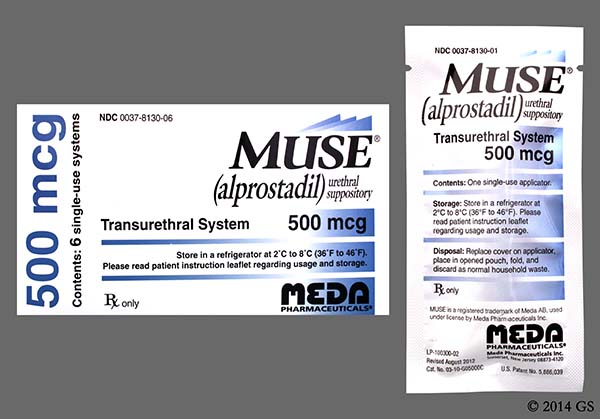 MUSE stylo urètre 500 mcg 6 pce