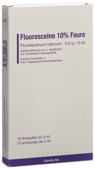 FLUORESCEINE Faure sol inj 10 % 10 amp 5 ml
