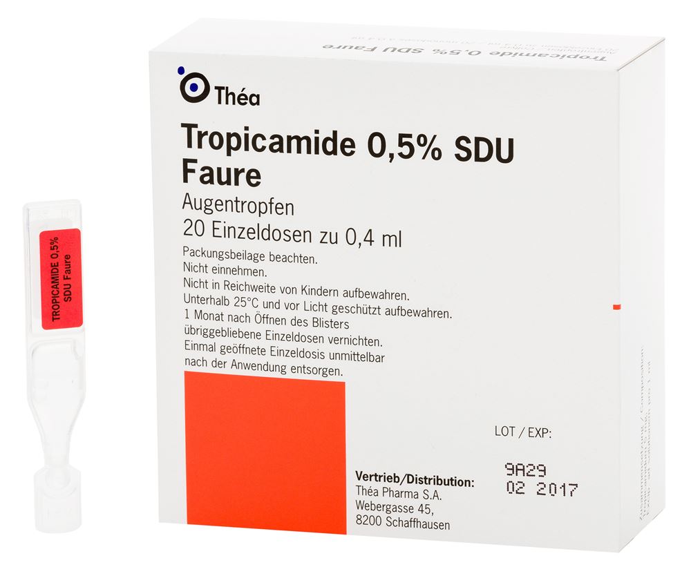 Tropicamide 0,5 % SDU Faure, collyre