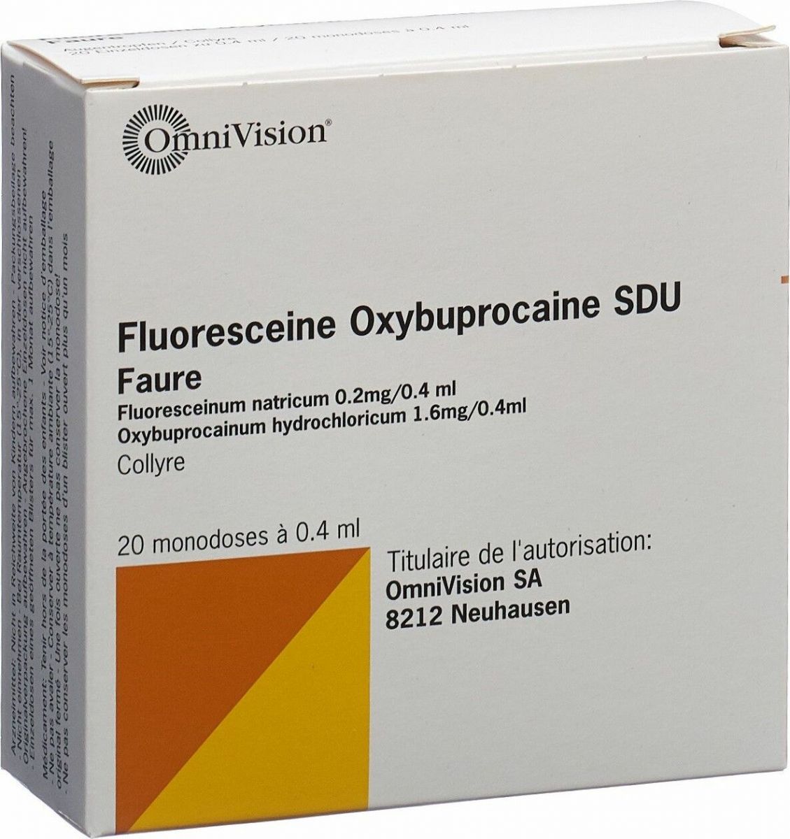 FLUORESCEINE Oxybupro SDU Faure 0.4 % 20 x 0.4 ml