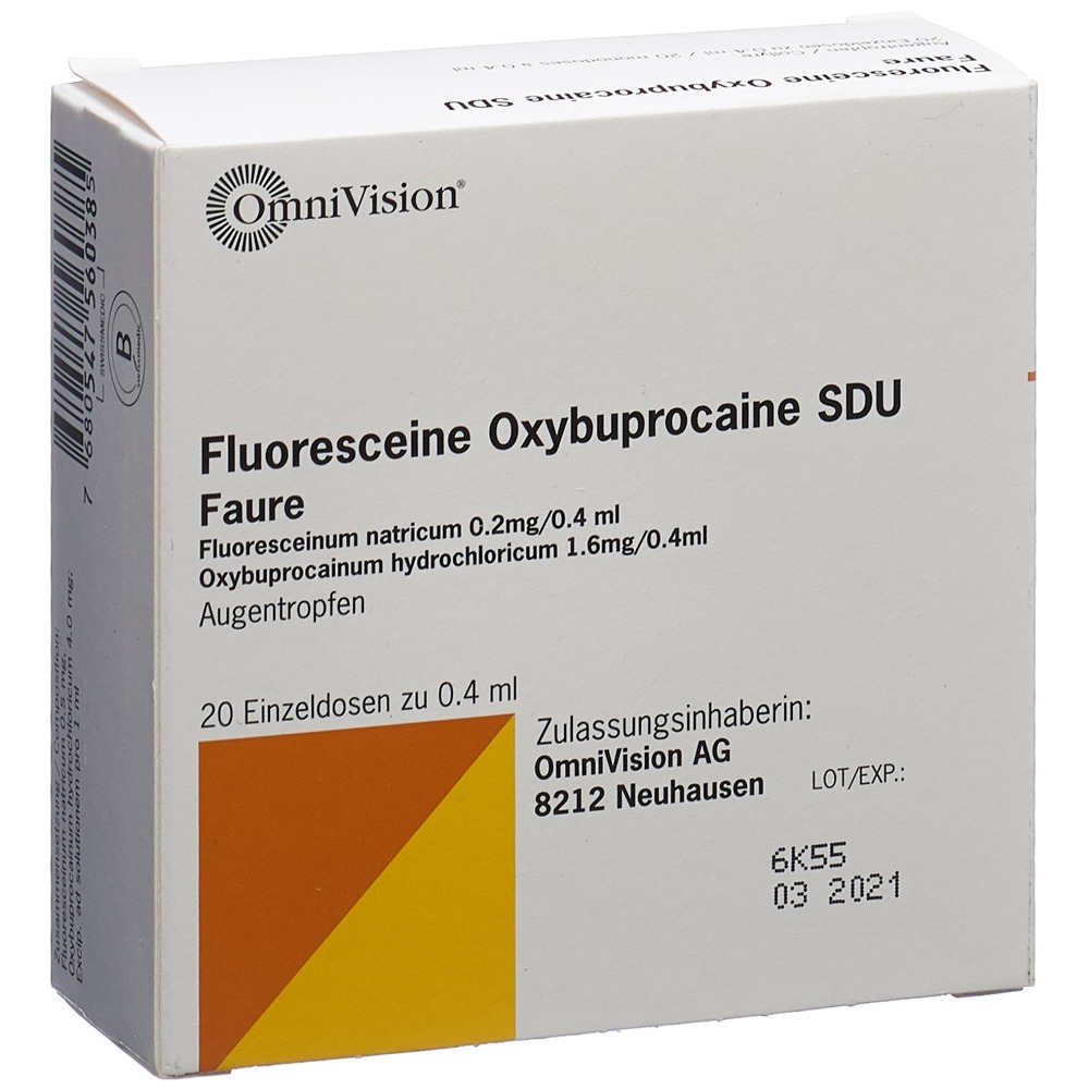Fluoresceine Oxybuprocaine SDU Faure, Augentropfen