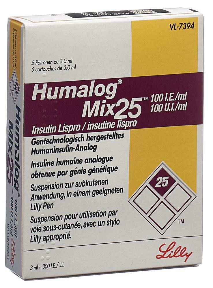 HUMALOG Mix 25 susp inj 100 UI/ml p pen 5 x 3 ml