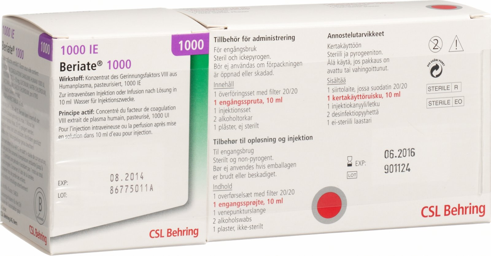 BERIATE subst sèche 1000 UI c solv + set flac