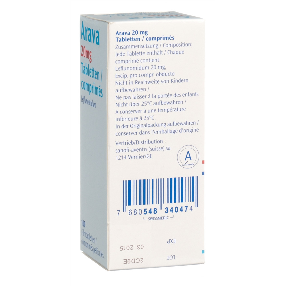 ARAVA cpr pell 20 mg bte 100 pce