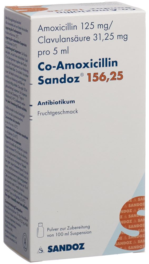 CO-AMOXICILLINE Sandoz pdr 156.25 mg p susp 100 ml