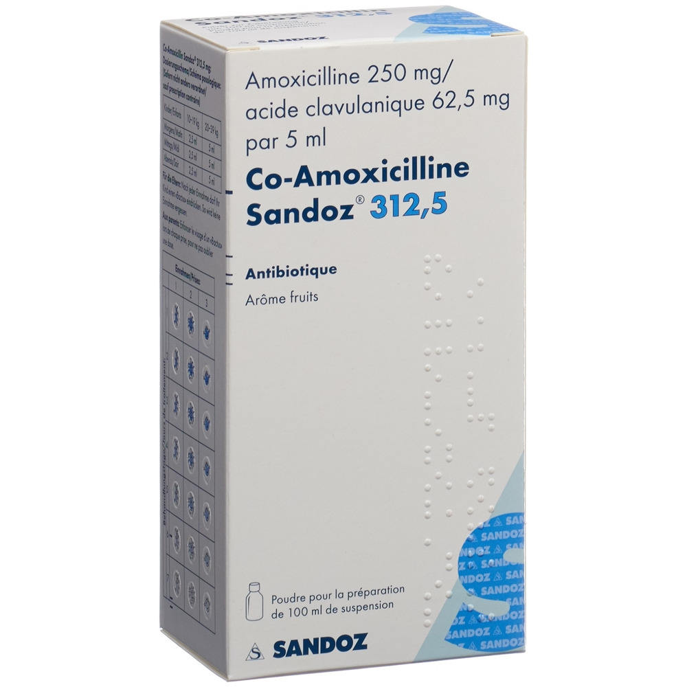 CO-AMOXICILLINE Sandoz pdr 312.5 mg p susp 100 ml